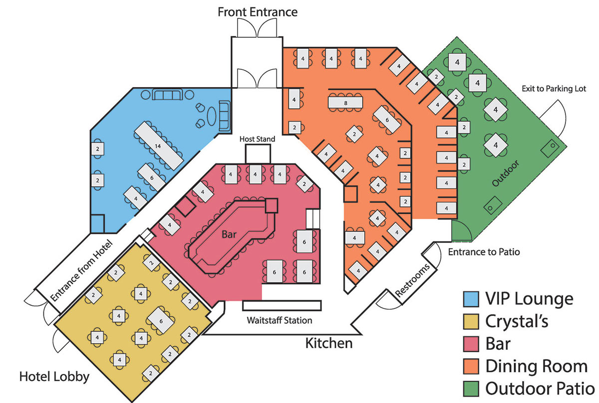 Bennigan's Irish Restaurant and Pub Offering Crystals Floor Plan